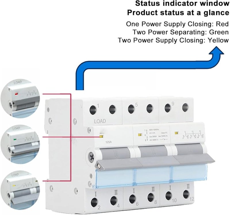 3P 125A 400V DC Miniature Circuit Breaker Isolator Switch for Solar Panel PV Array Photovoltaic Systems - Image 2